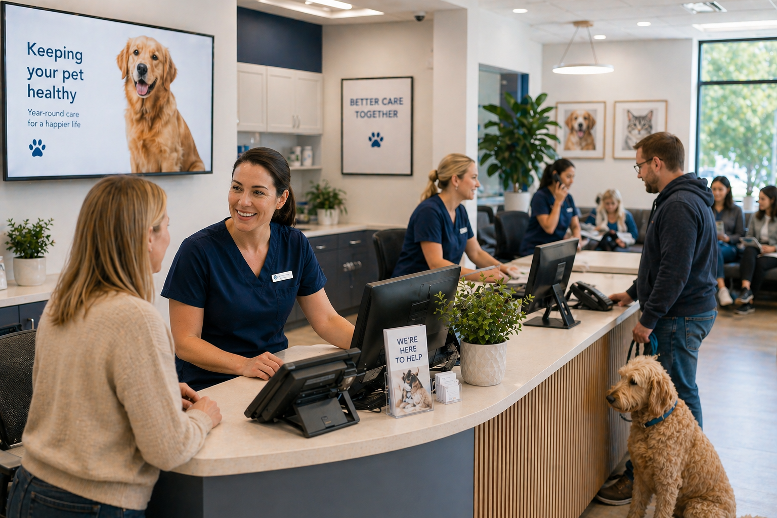 Busy veterinary clinic